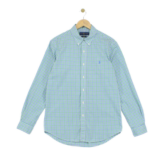 Mens Check Shirt Stretch Long Sleeve Button Up