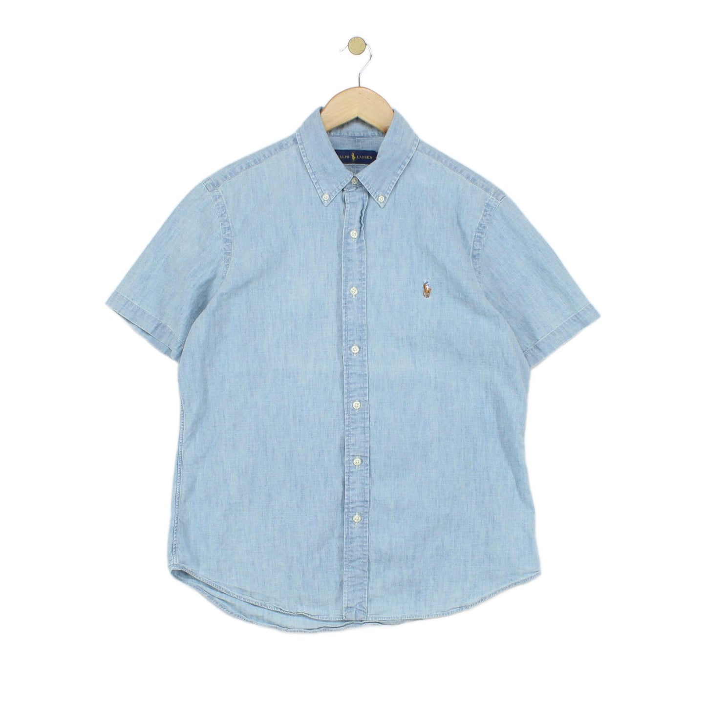 Mens Chambray Shirt Short Sleeve Button Down
