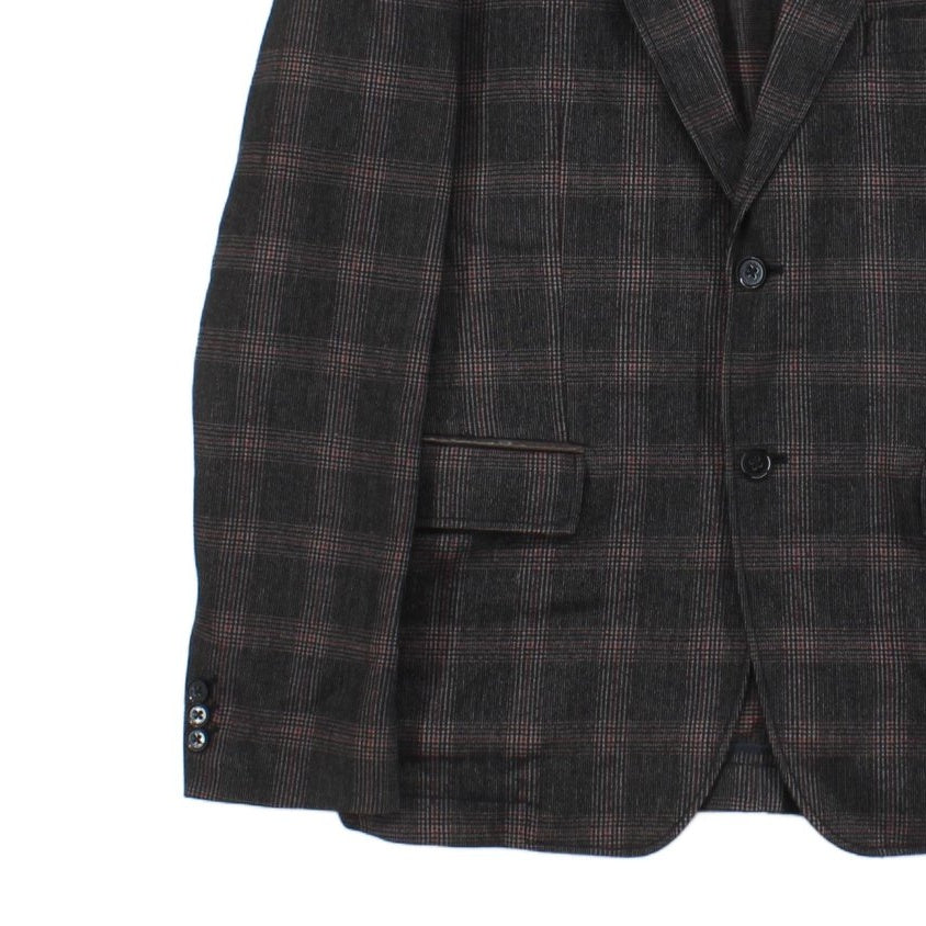 Mens Check Blazer Formal Wool Cotton