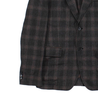 Mens Check Blazer Formal Wool Cotton