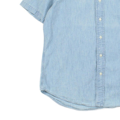 Mens Chambray Shirt Short Sleeve Button Down