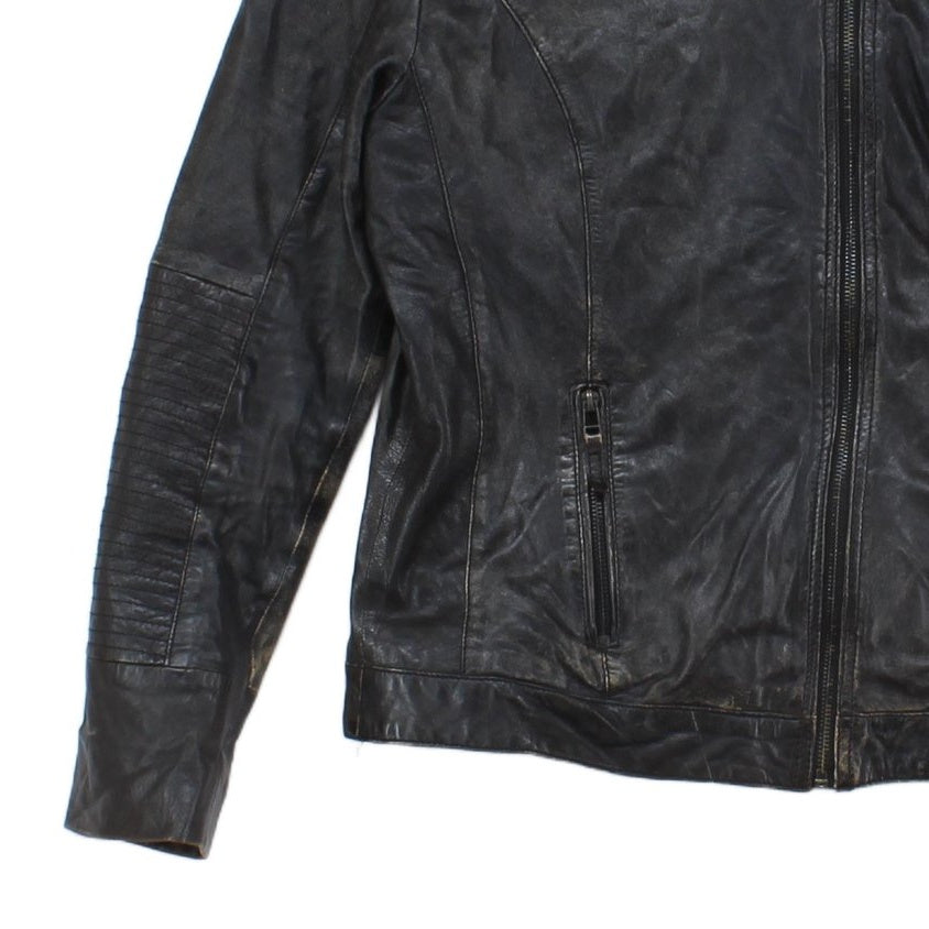 Mens Leather Jacket Biker Distressed