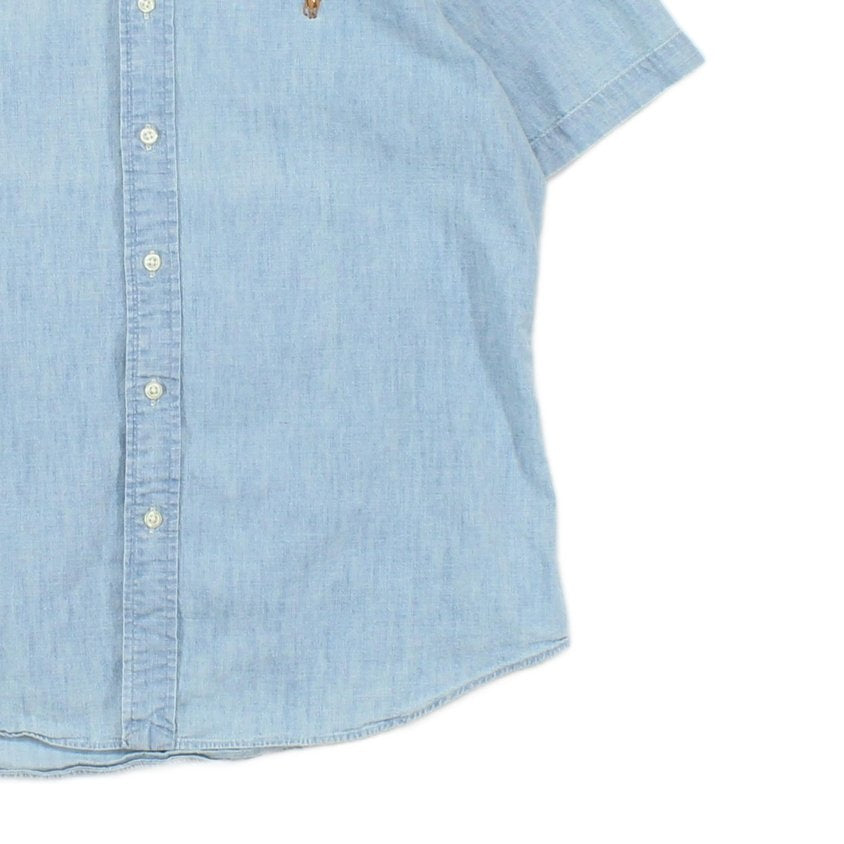 Mens Chambray Shirt Short Sleeve Button Down