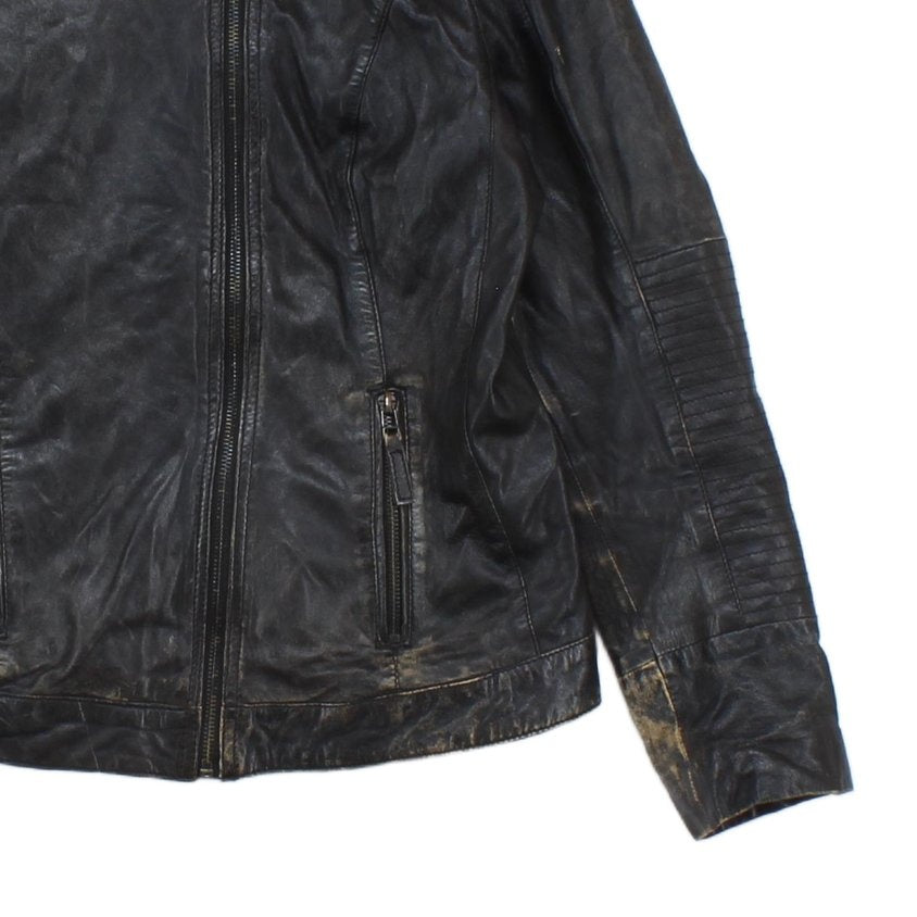 Mens Leather Jacket Biker Distressed