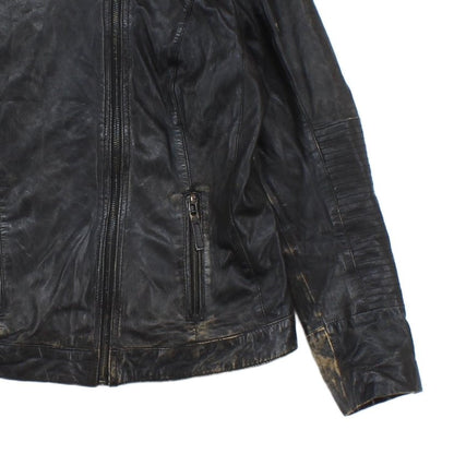 Mens Leather Jacket Biker Distressed
