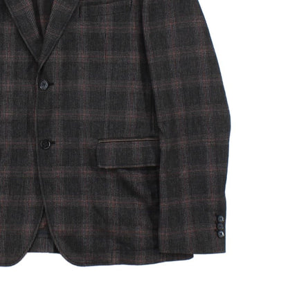 Mens Check Blazer Formal Wool Cotton