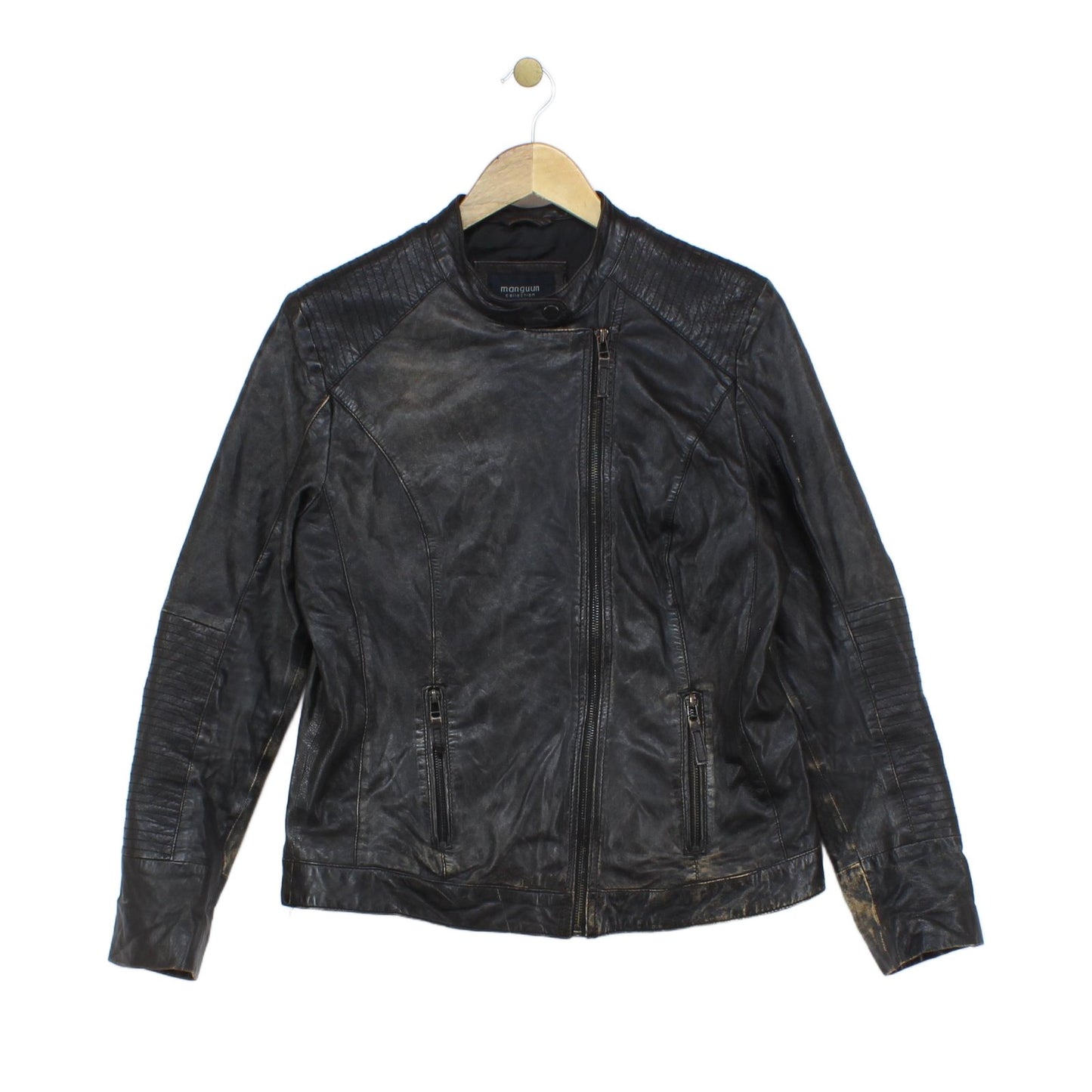 Mens Leather Jacket Biker Distressed