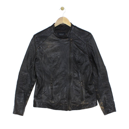Mens Leather Jacket Biker Distressed