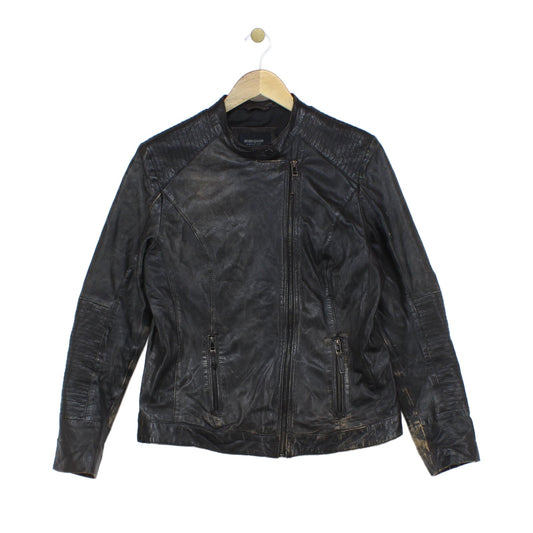 Mens Leather Jacket Biker Distressed