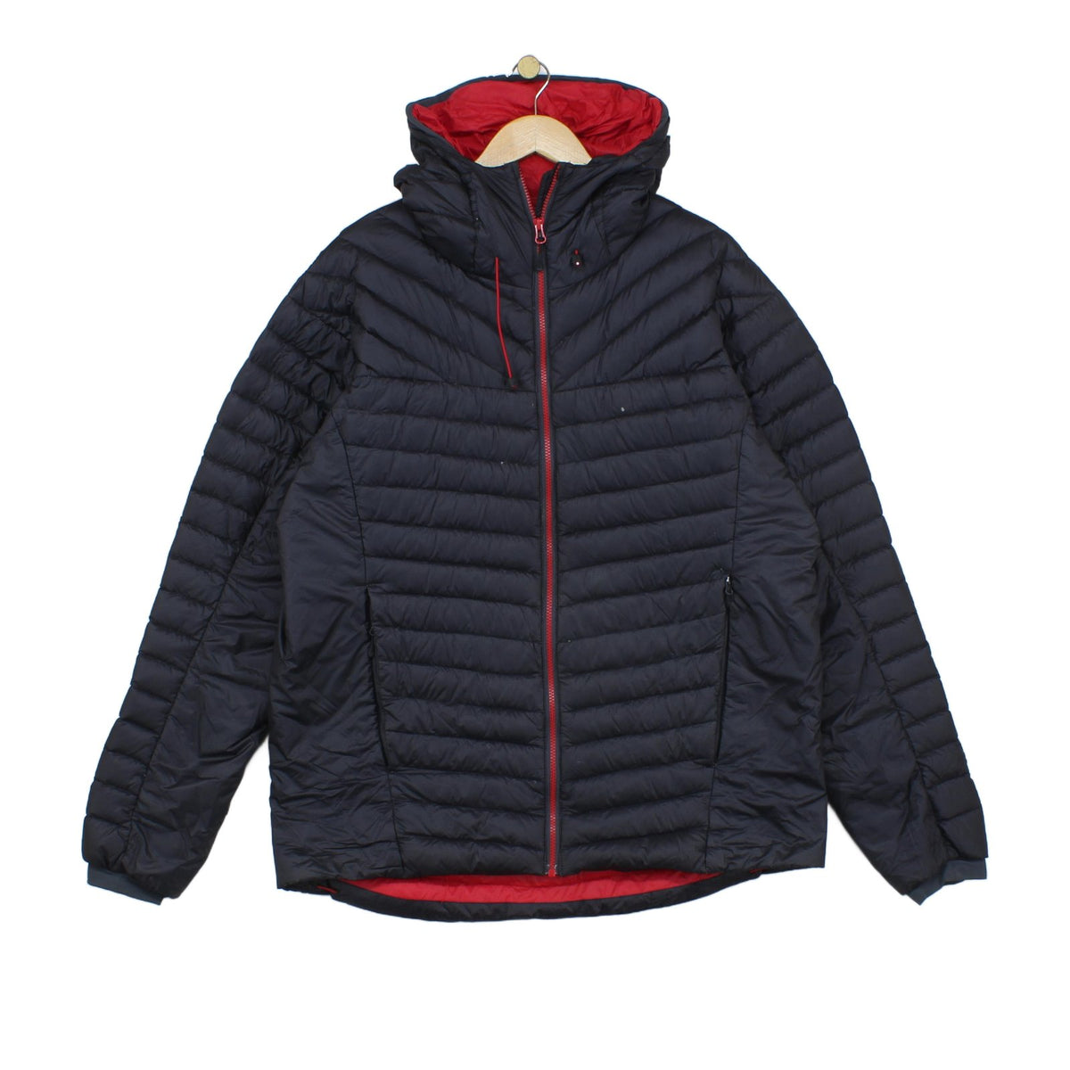 Mens Quilted Jacket Down Hooded Full Zip Lining