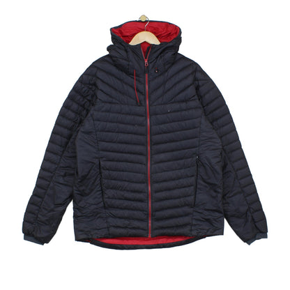 Mens Quilted Jacket Down Hooded Full Zip Lining