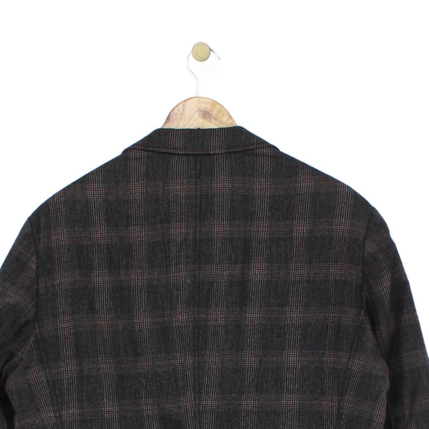 Mens Check Blazer Formal Wool Cotton