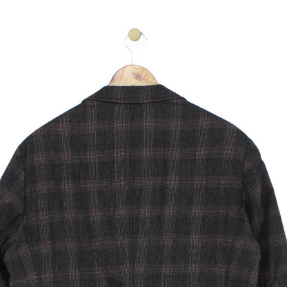 Mens Check Blazer Formal Wool Cotton