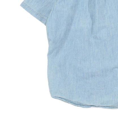 Mens Chambray Shirt Short Sleeve Button Down