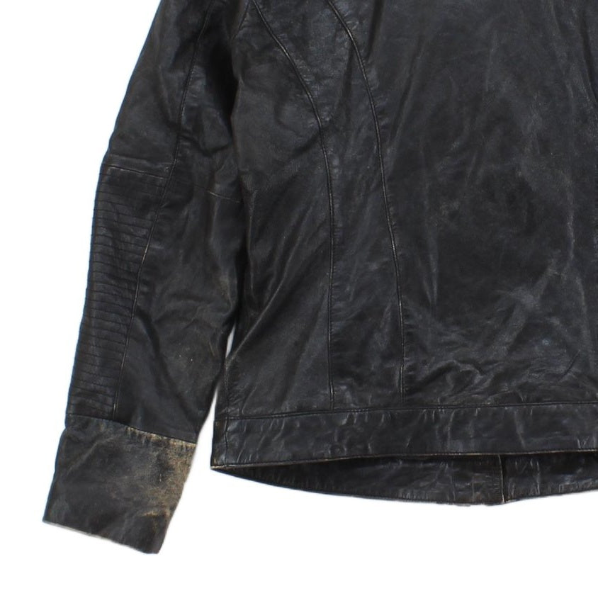 Mens Leather Jacket Biker Distressed