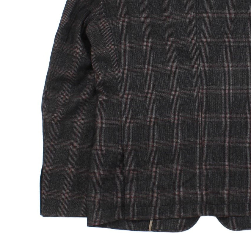 Mens Check Blazer Formal Wool Cotton