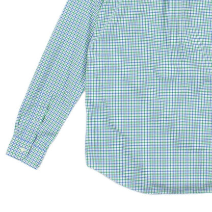 Mens Check Shirt Stretch Long Sleeve Button Up
