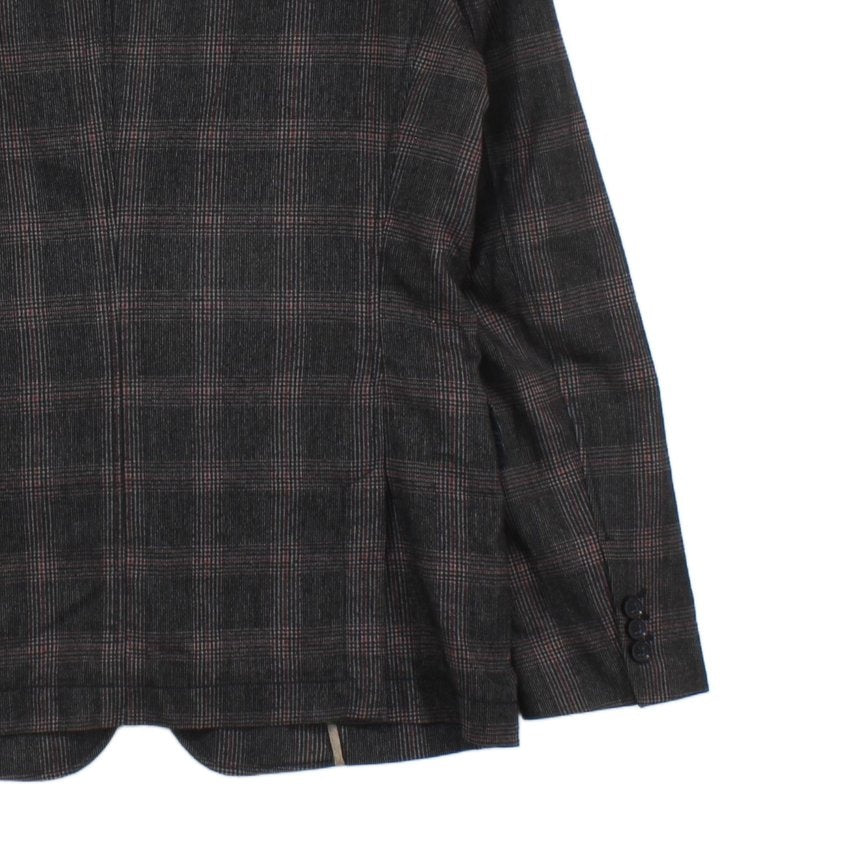 Mens Check Blazer Formal Wool Cotton
