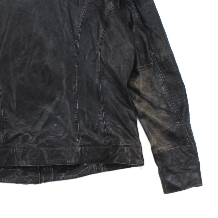 Mens Leather Jacket Biker Distressed
