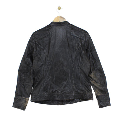 Mens Leather Jacket Biker Distressed