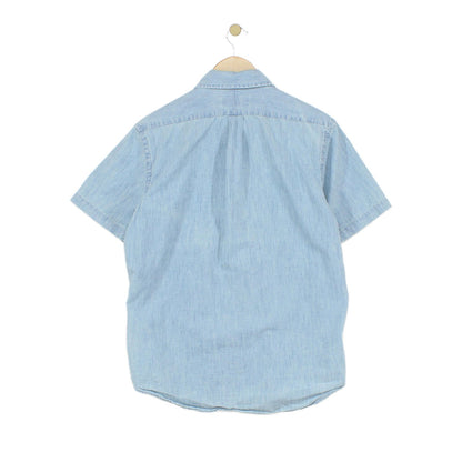 Mens Chambray Shirt Short Sleeve Button Down