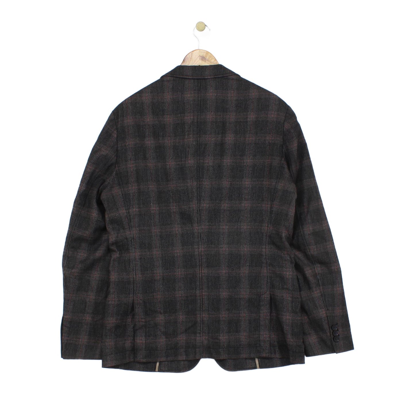 Mens Check Blazer Formal Wool Cotton