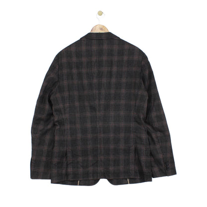 Mens Check Blazer Formal Wool Cotton
