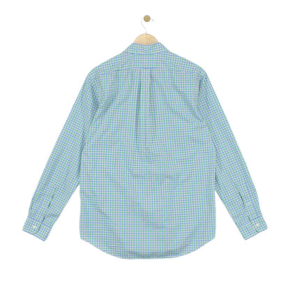 Mens Check Shirt Stretch Long Sleeve Button Up