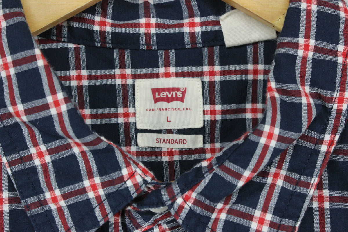 Mens Shirt Button Up Short Sleeve Check