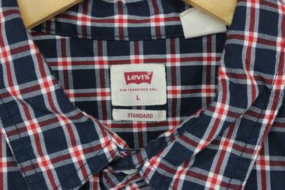 Mens Shirt Button Up Short Sleeve Check