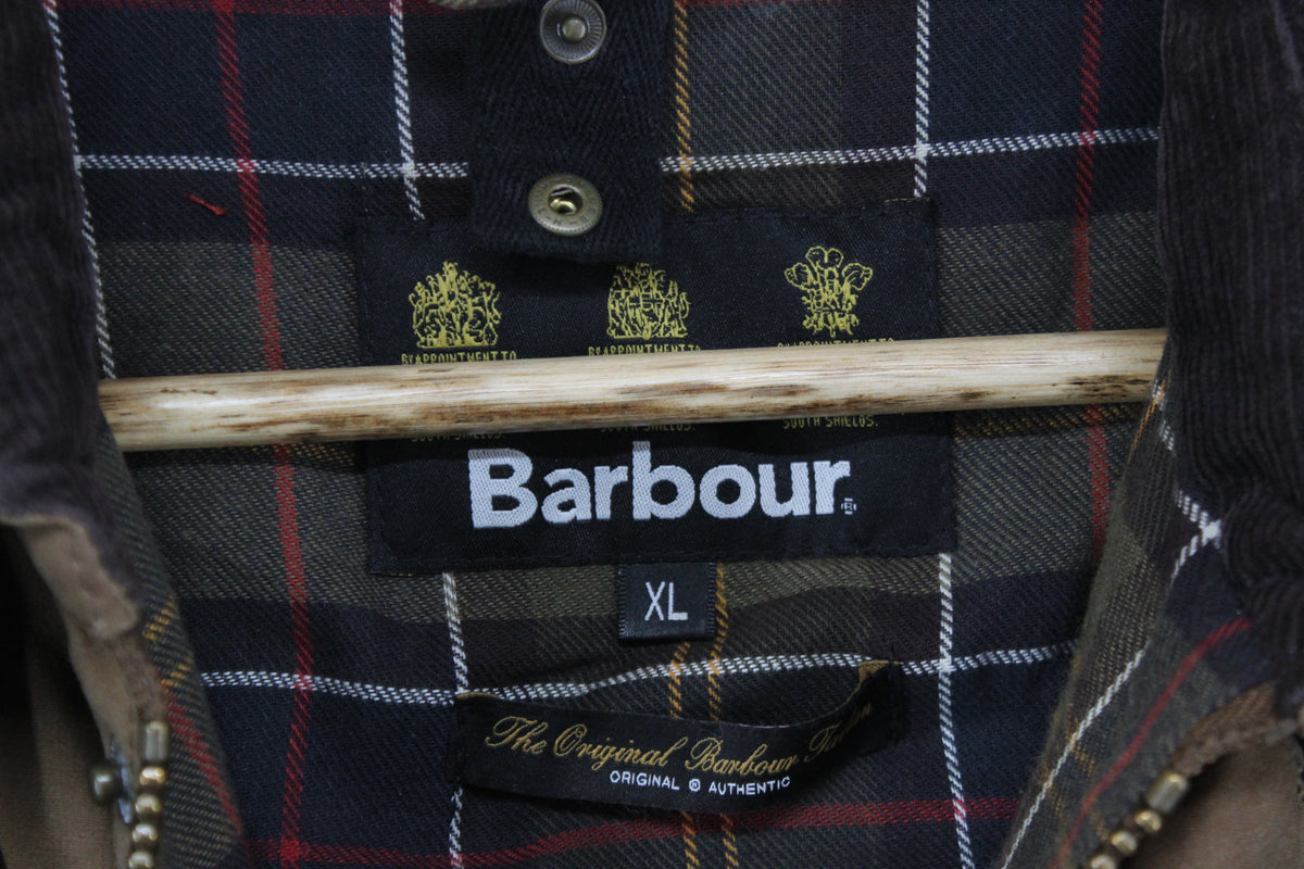 Mens Waxed Jacket Full Zip Plaid Lining Cotton