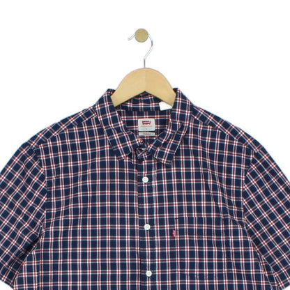 Mens Shirt Button Up Short Sleeve Check