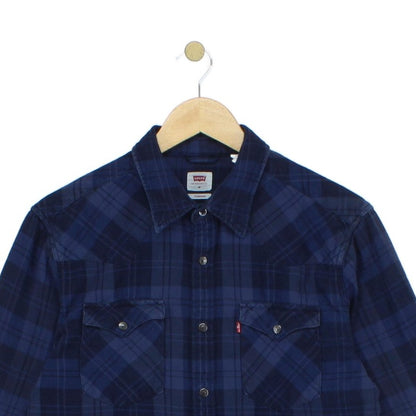 Mens Plaid Shirt Snap Button Up Long Sleeve