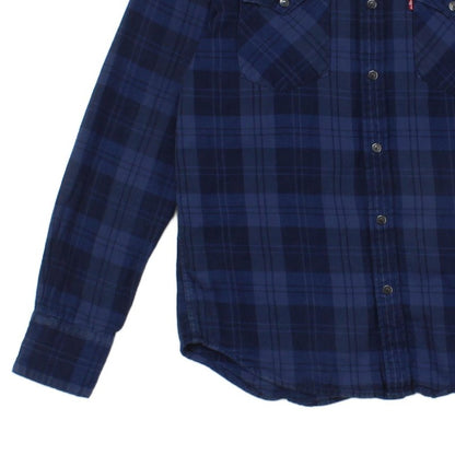 Mens Plaid Shirt Snap Button Up Long Sleeve
