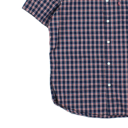 Mens Shirt Button Up Short Sleeve Check