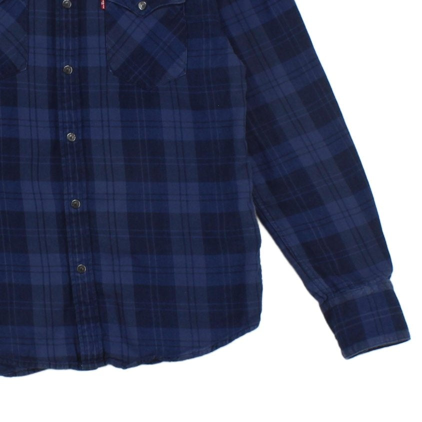 Mens Plaid Shirt Snap Button Up Long Sleeve