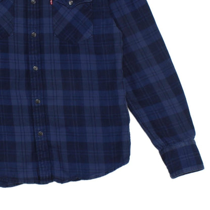 Mens Plaid Shirt Snap Button Up Long Sleeve