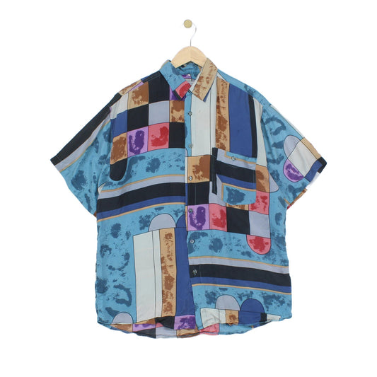 Mens Geometric Shirt Short Sleeve