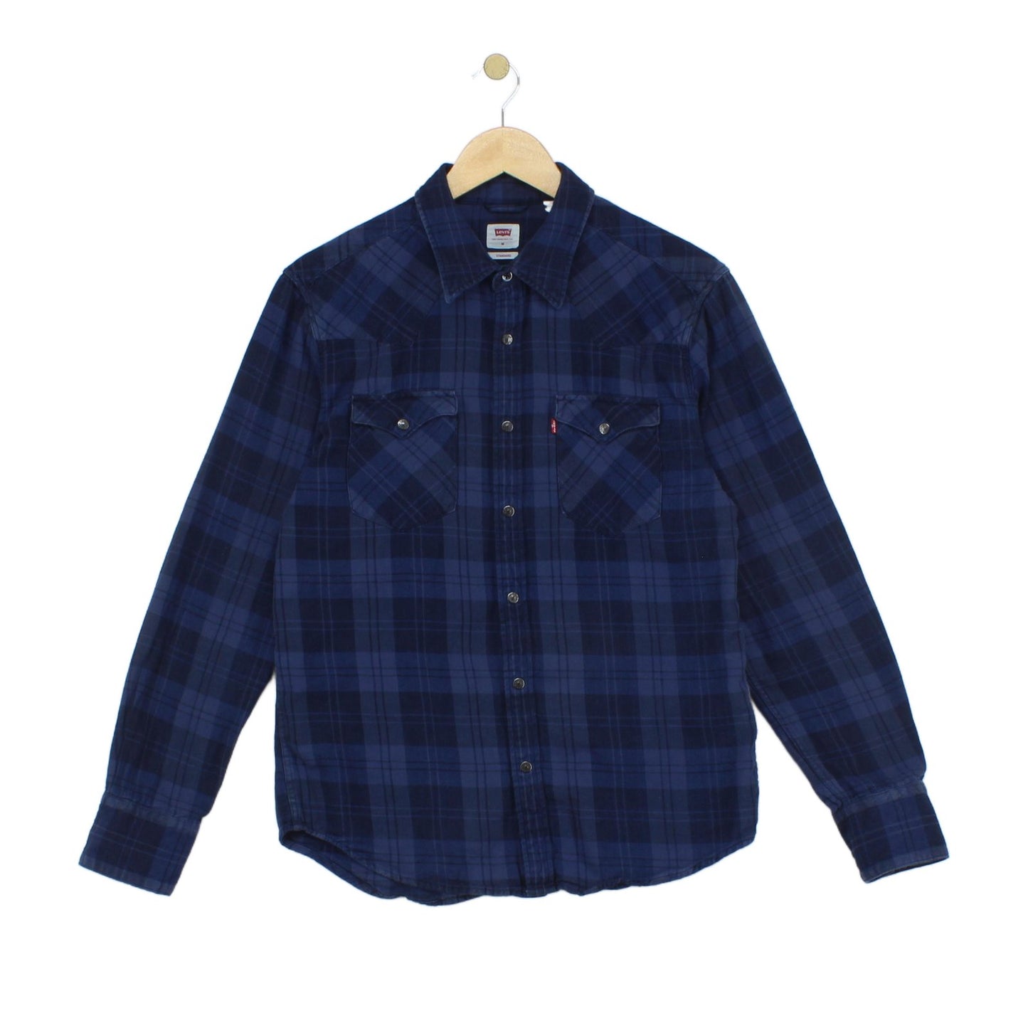 Mens Plaid Shirt Snap Button Up Long Sleeve