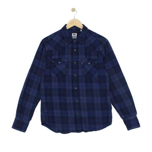 Mens Plaid Shirt Snap Button Up Long Sleeve