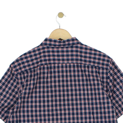 Mens Shirt Button Up Short Sleeve Check