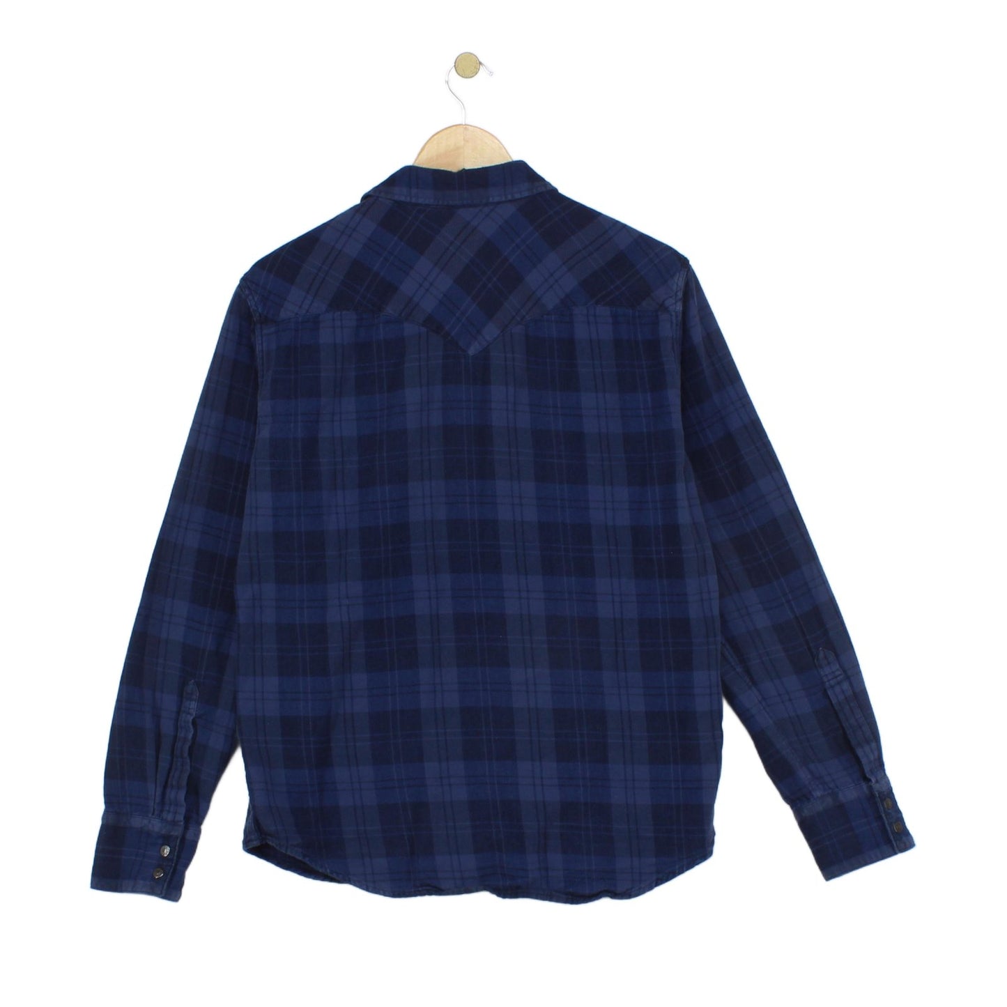 Mens Plaid Shirt Snap Button Up Long Sleeve