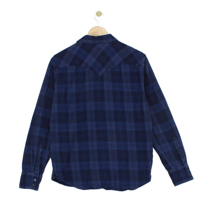 Mens Plaid Shirt Snap Button Up Long Sleeve