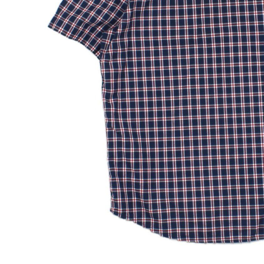 Mens Shirt Button Up Short Sleeve Check