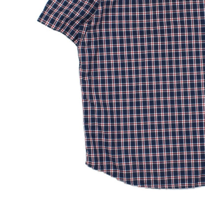 Mens Shirt Button Up Short Sleeve Check