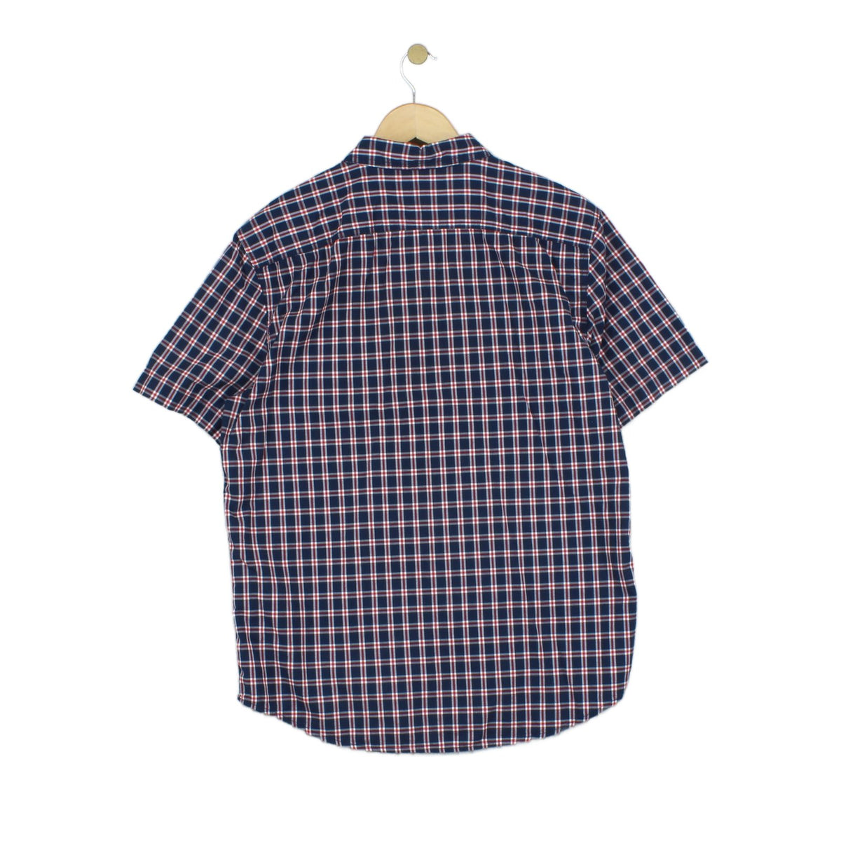 Mens Shirt Button Up Short Sleeve Check