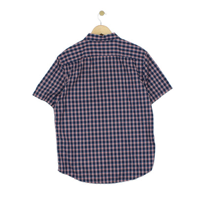 Mens Shirt Button Up Short Sleeve Check