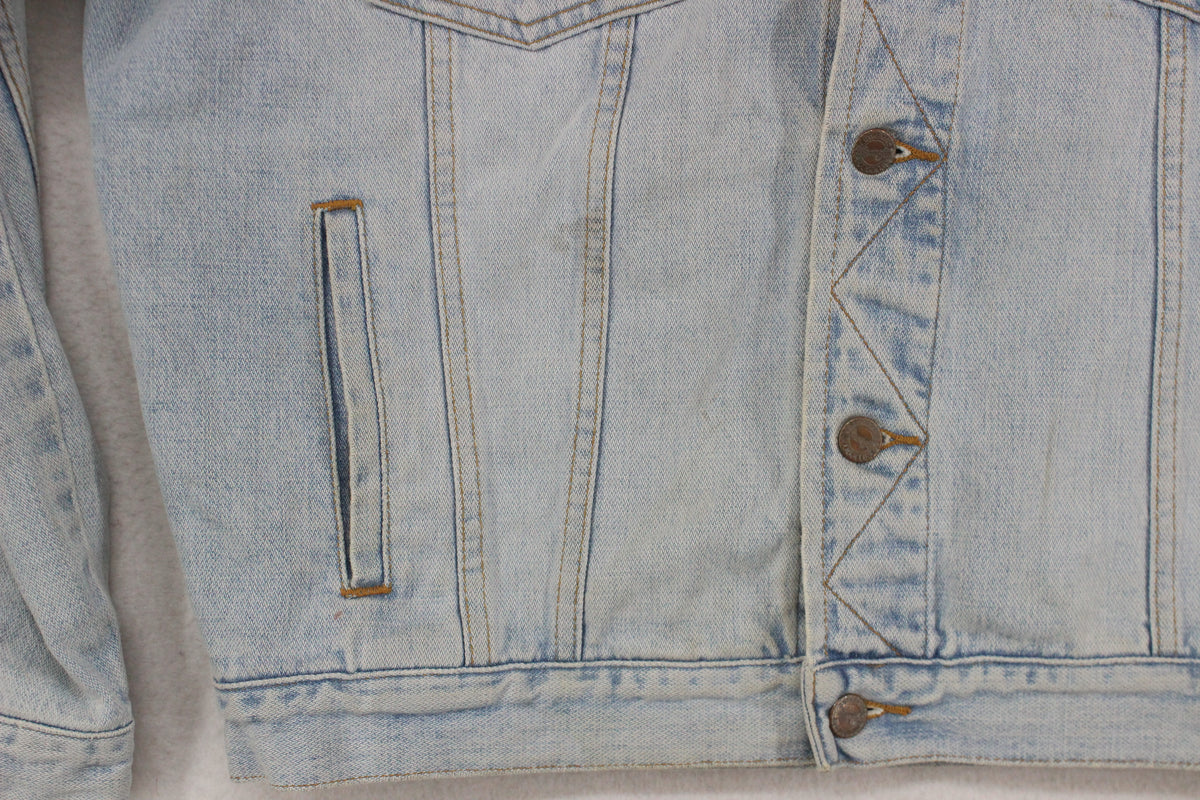 Mens Denim Jacket Motorcycle Reworked Cotton