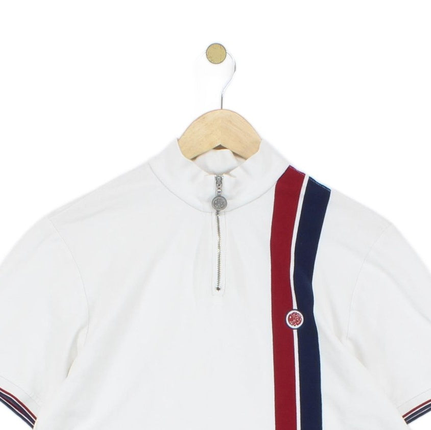 Mens Striped Polo Shirt Made In Portugal 1/4 Zip