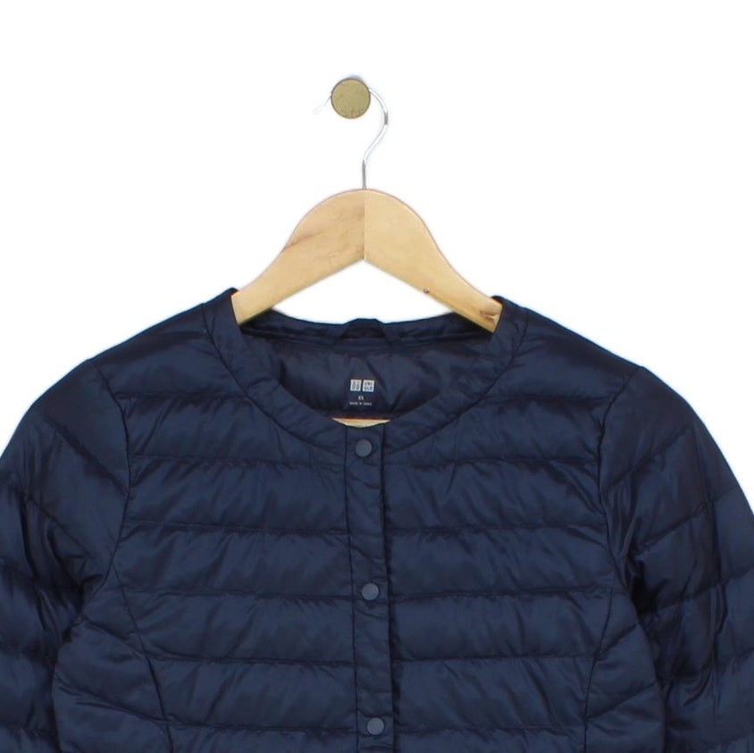 Womens Quilted Down Jacket Snap Button Lightweight
